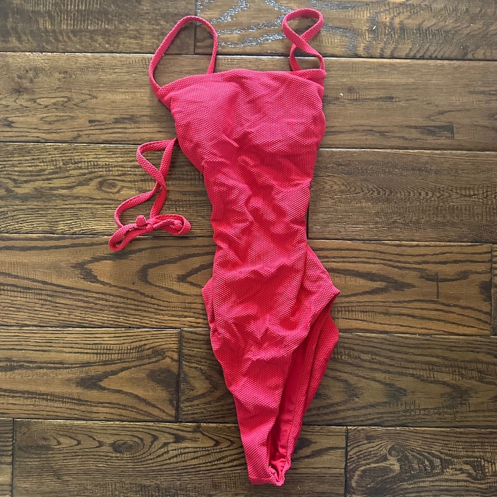 ASOS red one piece tie up